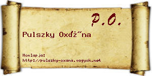Pulszky Oxána névjegykártya